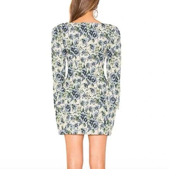 Majorelle Belinda Mini Dress Blue Multi Floral Canvas Long Sleeve Size XXS - Picture 2 of 10